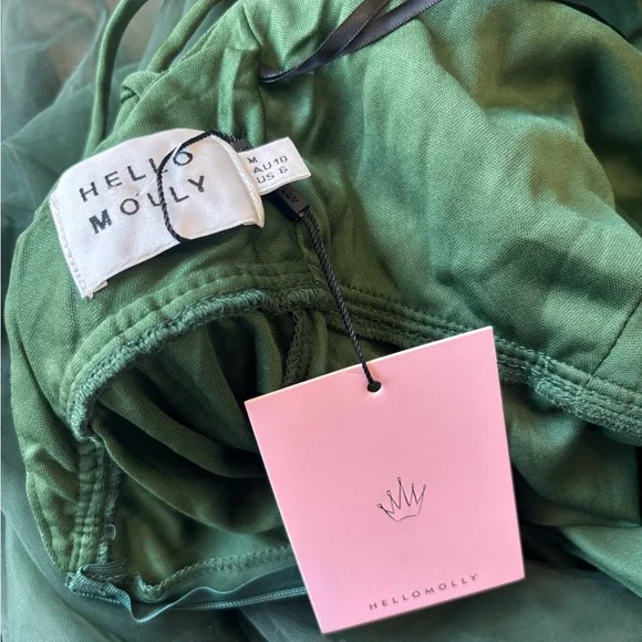 NWT *Hello Molly* FAIRY VIBES MIDI DRESS EMERALD Green - Picture 5 of 5